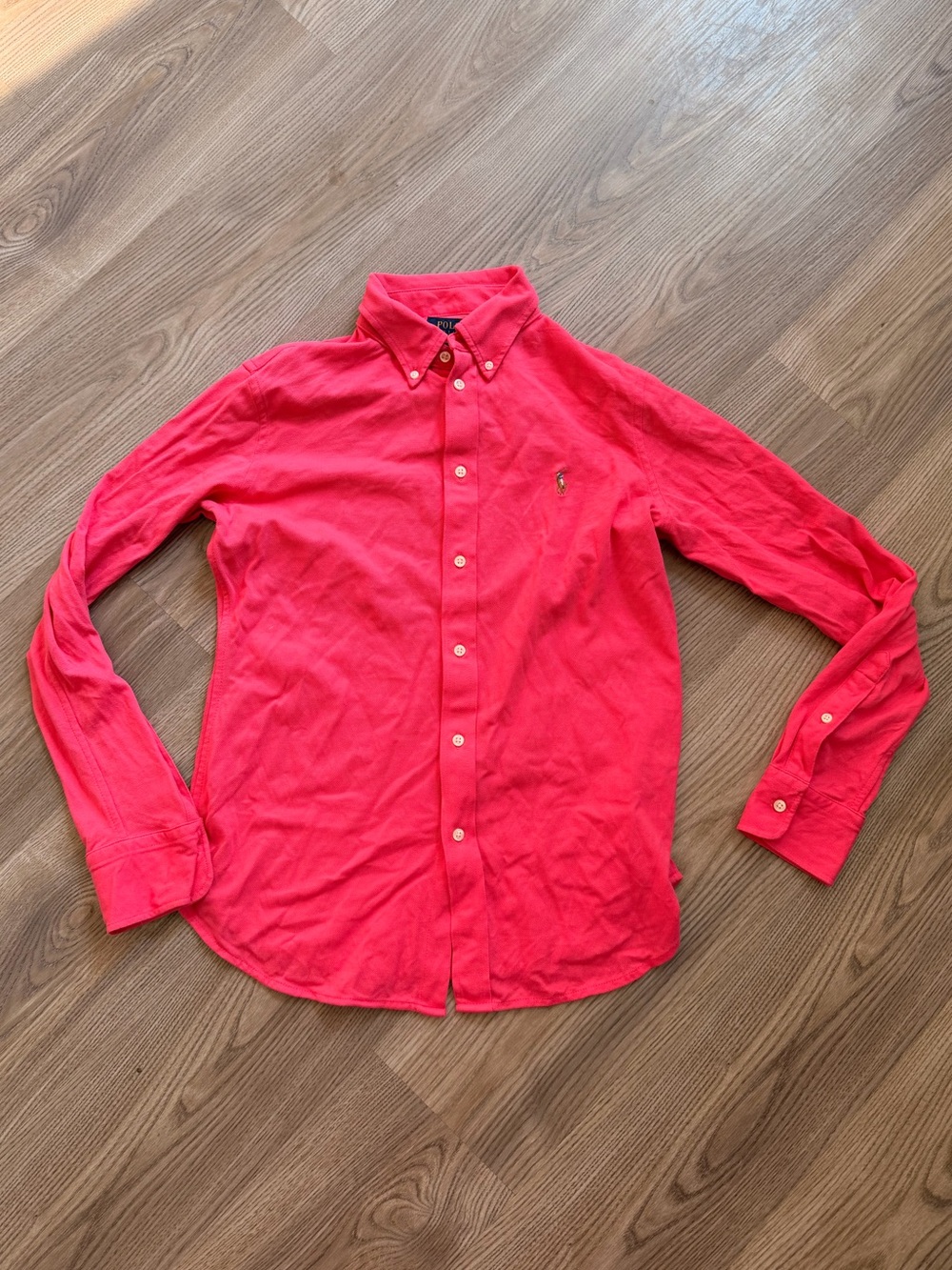 Ralph Lauren Womens Bright Pink Button-Down Shirt